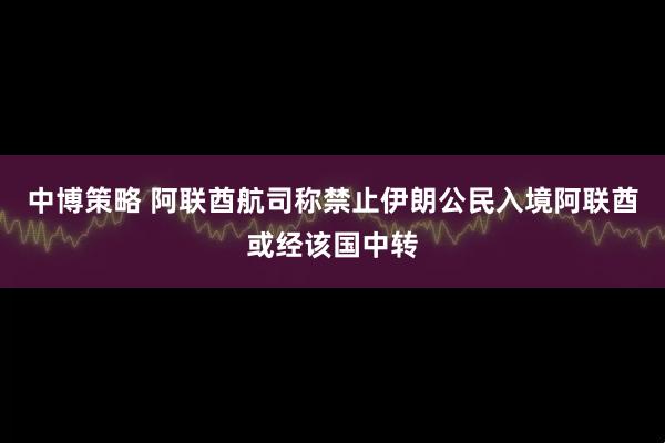 中博策略 阿联酋航司称禁止伊朗公民入境阿联酋或经该国中转