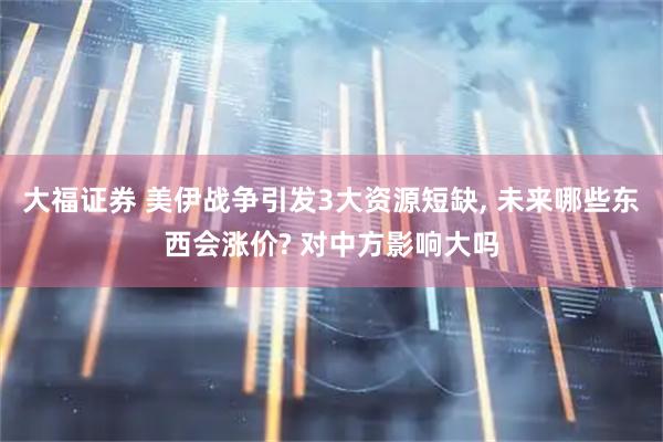 大福证券 美伊战争引发3大资源短缺, 未来哪些东西会涨价? 对中方影响大吗