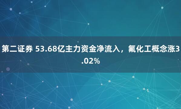 第二证券 53.68亿主力资金净流入，氟化工概念涨3.02%